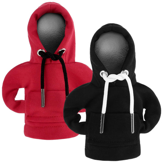 Ymapinc 2PCS Car Gear Shift Hoodie,Upgraded Universal Hoodie Car Gear Shift Cover(6.3in) funny Shifter Hoodie,Interior Accessories,Red and Black Car Decor