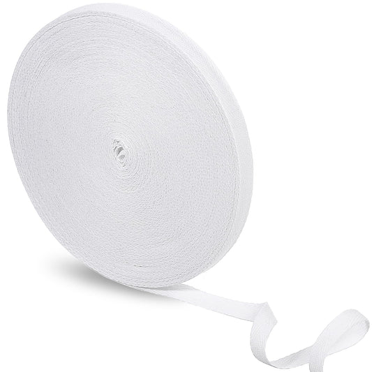 Twill Tape Ribbon Soft Natural Twill Tape Herringbone Webbing Tape Sewing Twill Ribbon Beige Linen Fabric Ribbon Roll Twill Blanket Binding Ribbon for DIY Craft Making 1 Inch Wide, 50 Yards, White