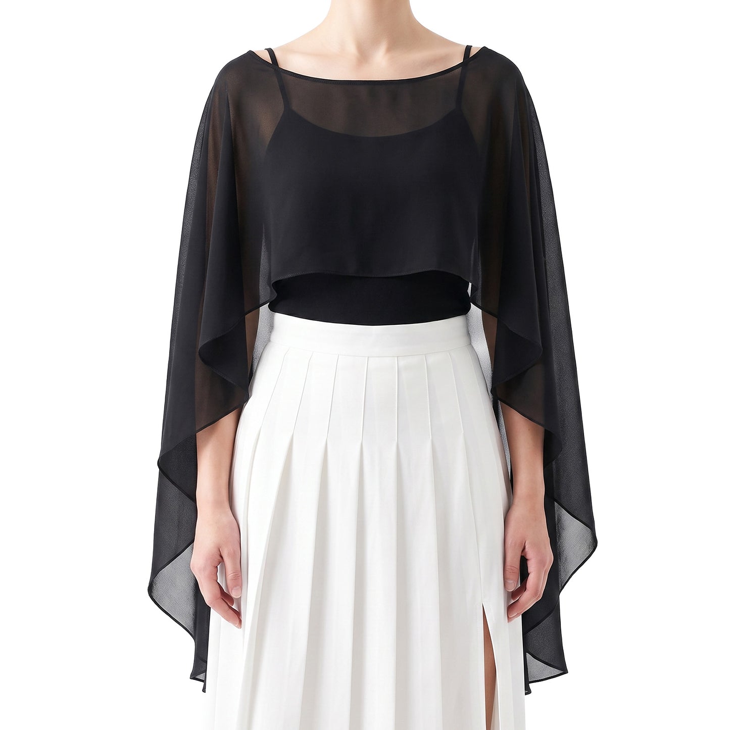 Sorcristy Women's Soft Chiffon Capelet Shawls and Wraps for Evening Dress