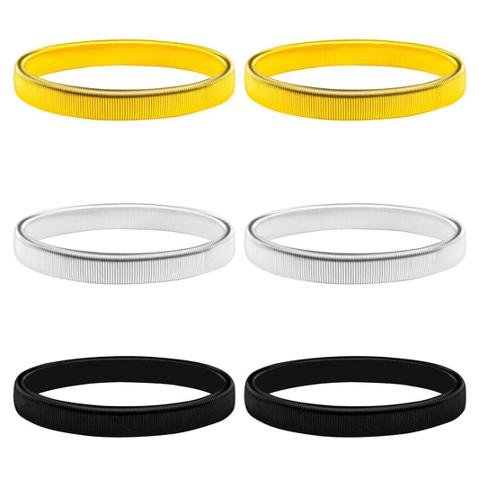 2 PCS Sleeve Garters Arm Sleeve Clips Stretchy Metal Armbands Anti-Slip Shirt Sleeves Holder Metal Arm Garters Elastic Cuffs to Hold up Sleeves for Women Men Suit Coat Cuff (6, Black, gold, silver, 1)