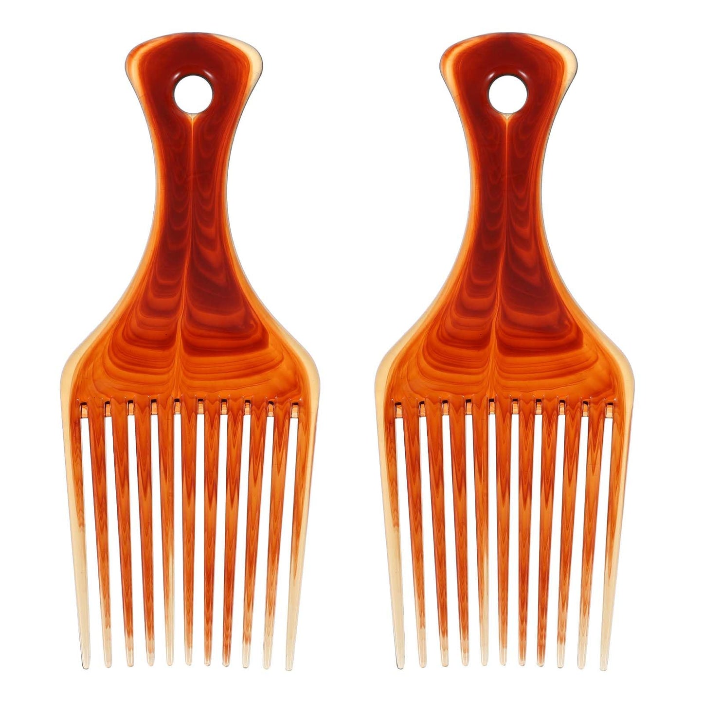 Ymapinc 2pcs Hair Picks for Women Curly Hair, 6.3 Inch Wide Tooth Comb, Hair Pick Comb for Detangling and Styling, Ideal for Thick, Curly, and Dreadlocks, Amber Color, ABS Material