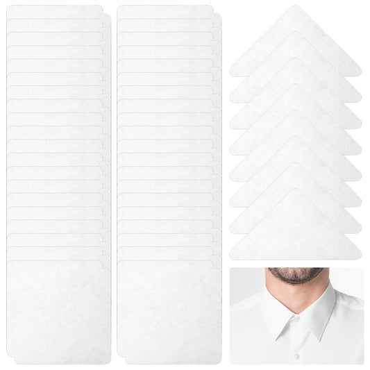 100PCS Shirt Collar Stays Polo Collars Stay for Men's Dress Shirts, No Curl Stiffs Collar Inserts Triangle Collars Support Anti-Warping Edge Sticker for Women and Men Any Shirt