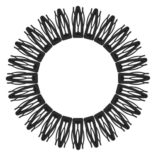 Teaaha 24PCS Double Grip Hair Clips, Snap Hair Clips Hair Snap Clips for Hair Snap Barrettes for Metal Snap Girls Hair Making Hair Clips Accessories Salon Supplies (Black)