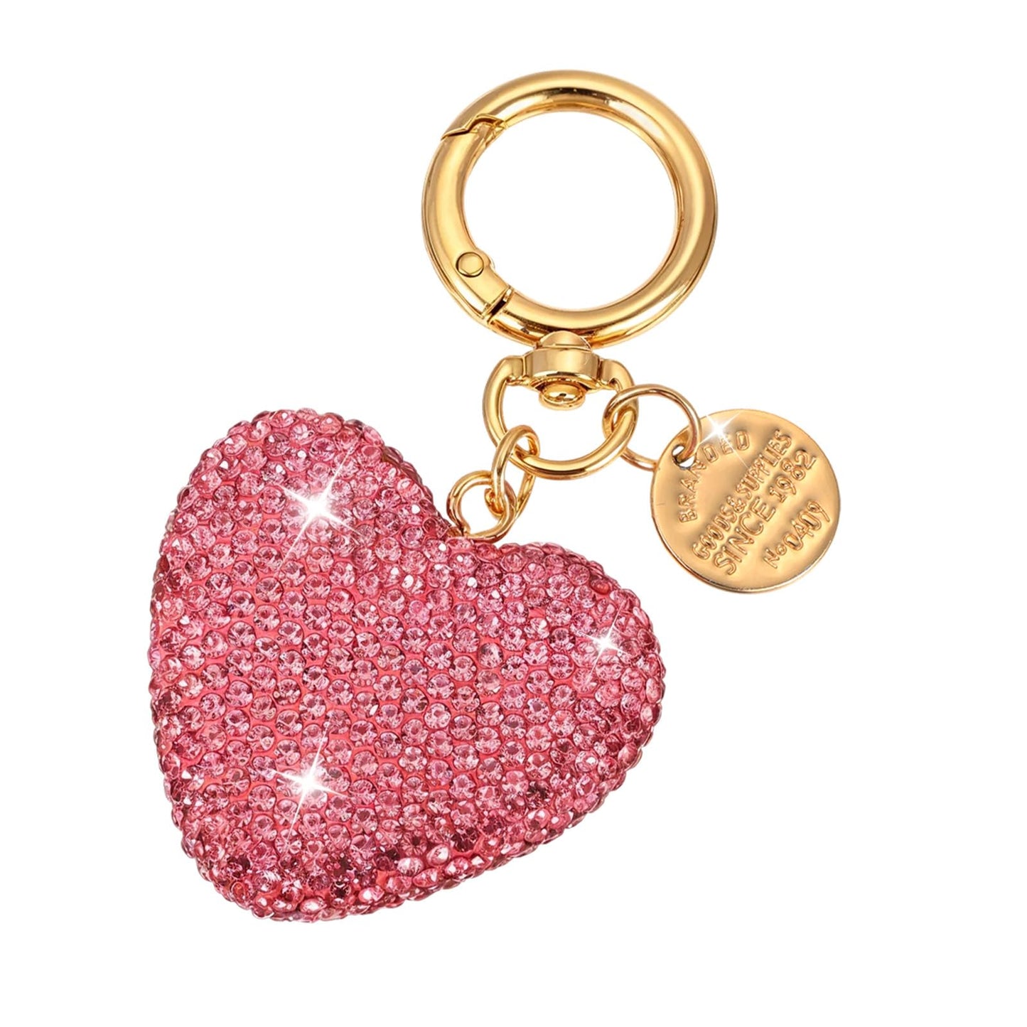 Mabor Glittering Rhinestone Key Ring Heart, Gift for Women Bags Pendant Elegant Bag Charms Mother's Day Gift Love Memory Gift (Pink), pink, 3,43 x 1,81 x 0,43 Zoll