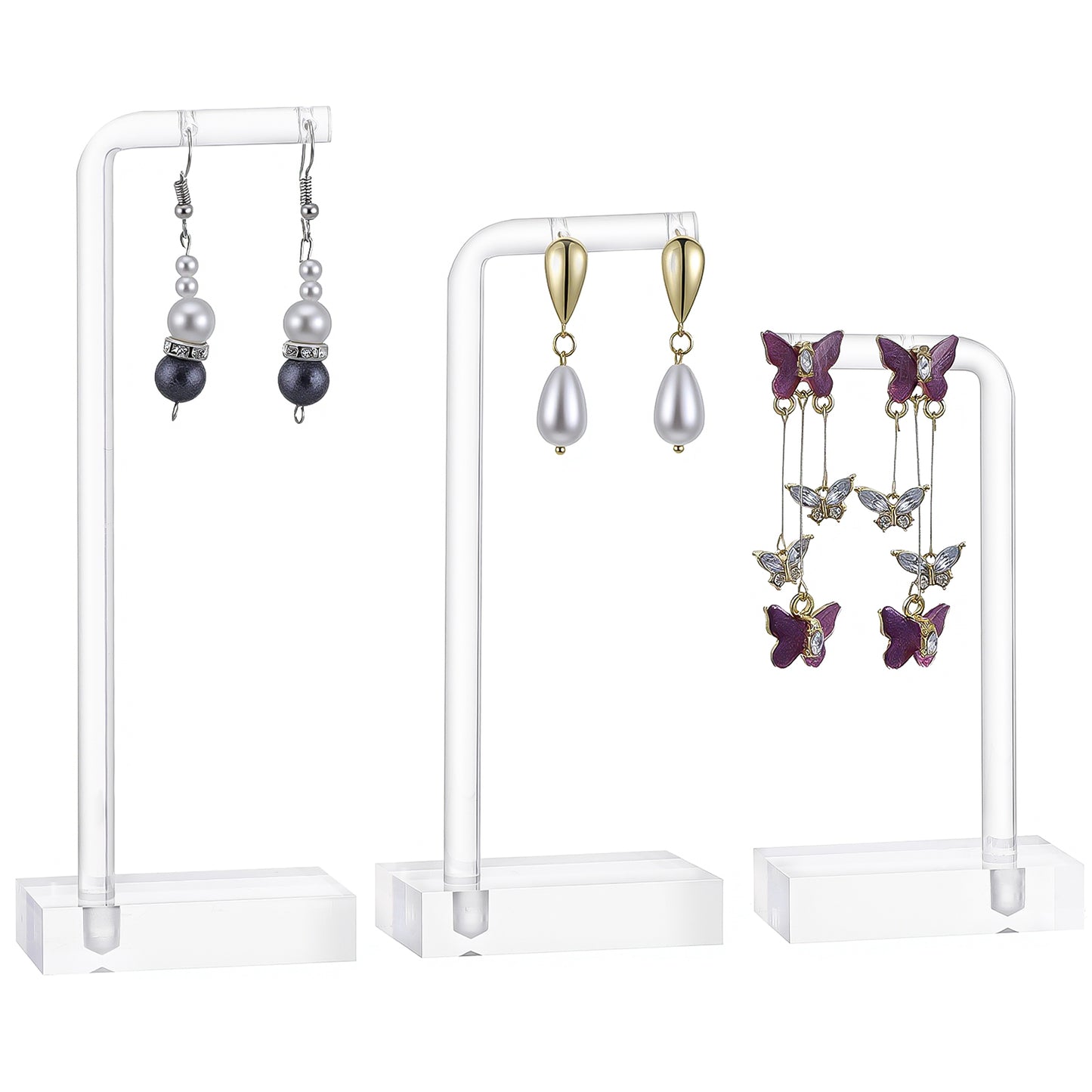 Bremorou 3 Pcs Acrylic Earrings Display Holder Clear Earring Stand Jewelry Display For Show Earring Display Jewelry Holder Organizer For Necklaces Bracelet Vendors Women And Photo Selling