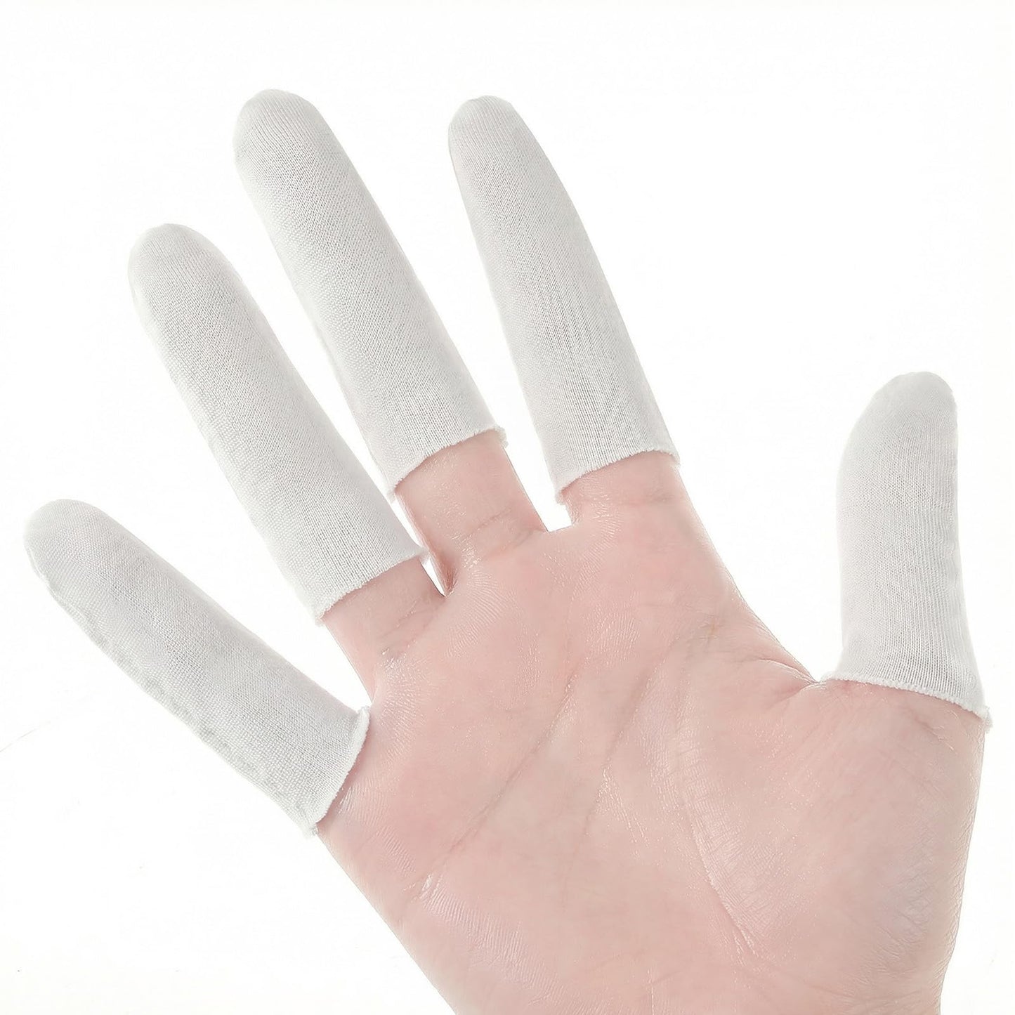 100 Pcs Finger Cots Cotton White Toe Sleeves Cloth Finger Covers Fingers Gauze Sleeve Thumb Protector Covers Condom Fingertips Protective Cushion Comfortable Reusable for Men Women