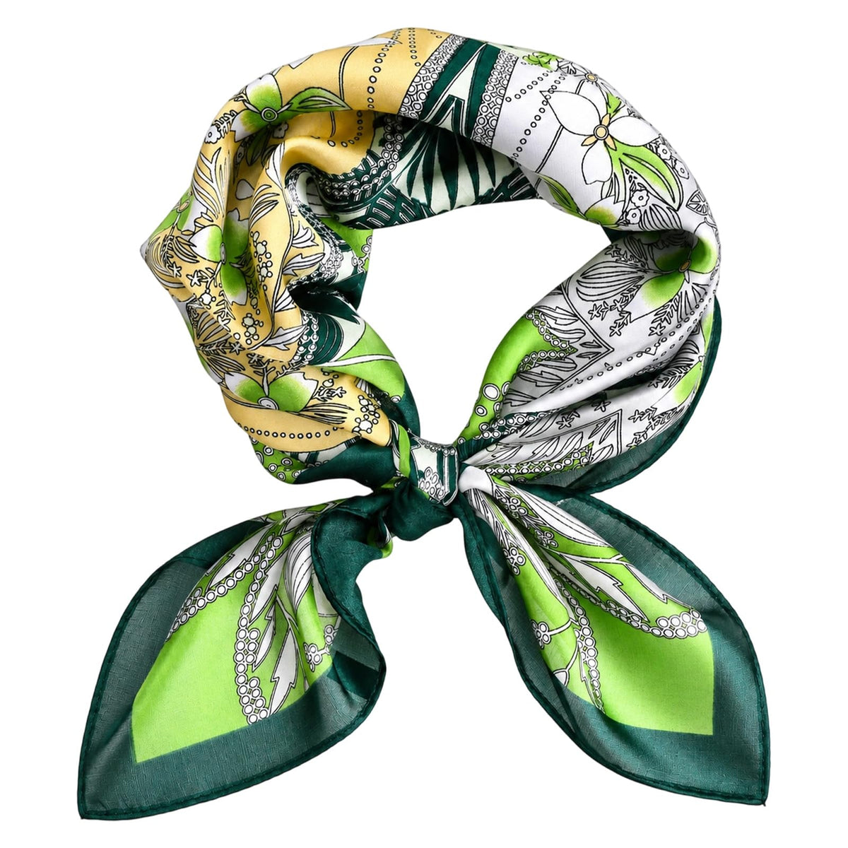 Quvvarly Silk Head Scarf Square Neck Scarf for Women, Green
