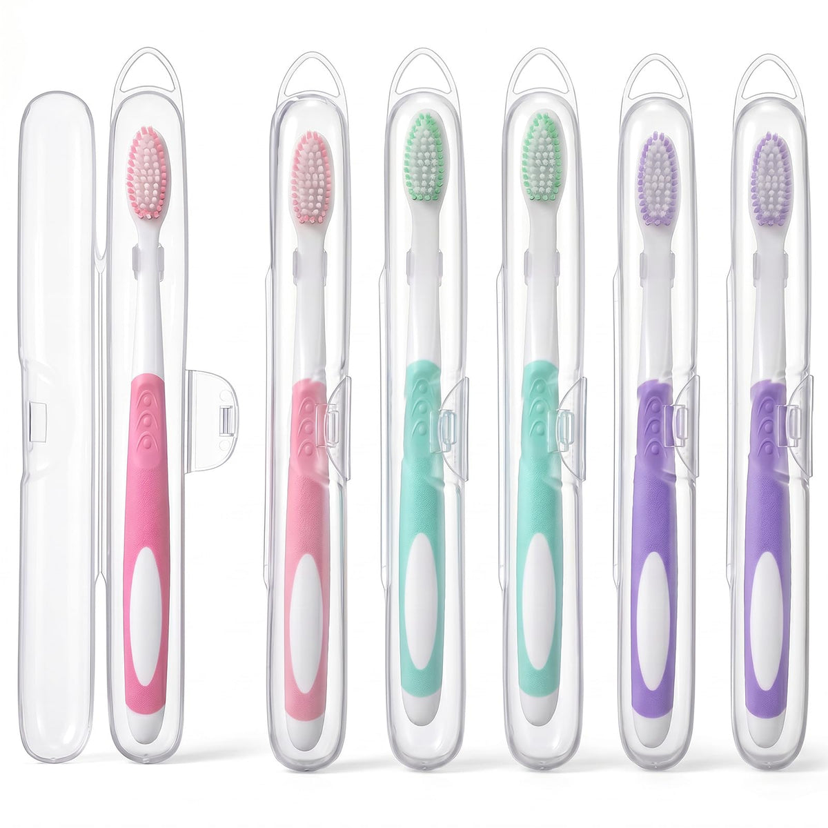 Chsoejuf 6 Pack Clear Portable Travel Toothbrush Case Breathable Dirt-Proof