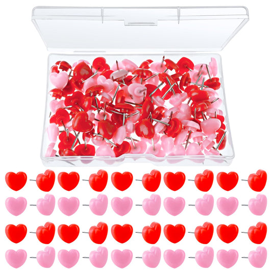 100 Pcs Heart Push Pins For Photo Board Red Pink Thumb Tacks Pin Board Pins Cute Decorative Pushpins Flat Head Thumb Tacks Notice Board Pins For Bulletin Board Posters Postcards Maps Home School