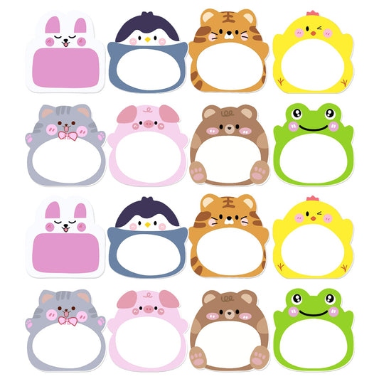 16 Pads Cute Sticky Notes(320pcs),Mabor Cute Cartoon Animal Memo Page Markers Self Sticky Colorful Notes Memo Pads Animal Memo Notes Gifts for Students Office School Home(20pcs Each)