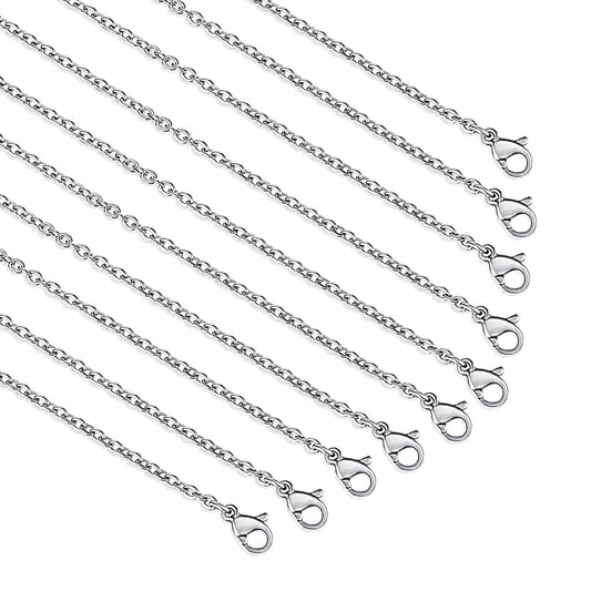10 PCS Stainless Steel Necklace Chain, Chain for Jewellery Making Stainless Steel Necklace Chains Stainless Steel Chain Bulk Necklace Extender for Jewelry Making DIY Supplies (17.7'')