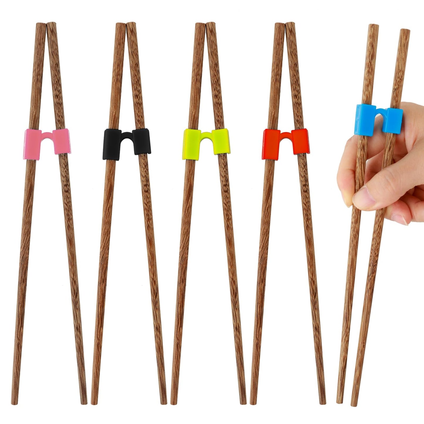 5 Pairs Reusable Chopstick Helpers Non-Slippery Training Chopstick Training Chopsticks for Adults Non-Slip and Portable Practice Chopsticks Heat Resistant Chopsticks Holder with Clip for Beginners
