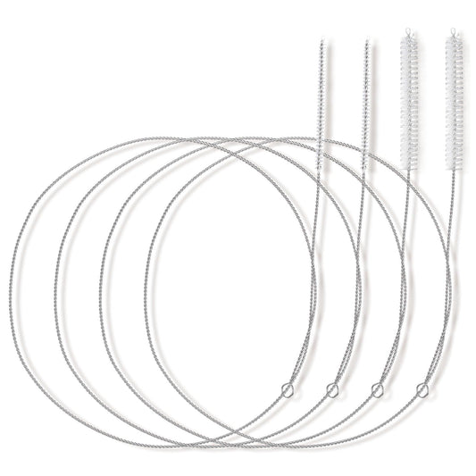 Teaaha 4PCS Extra Long Straw Cleaning Brush - 40 Inch Slim Wire Brush for Kegerator, Feeding Tube, Siphon Hose, Sunroof & Refrigerator Drains, Car (White)