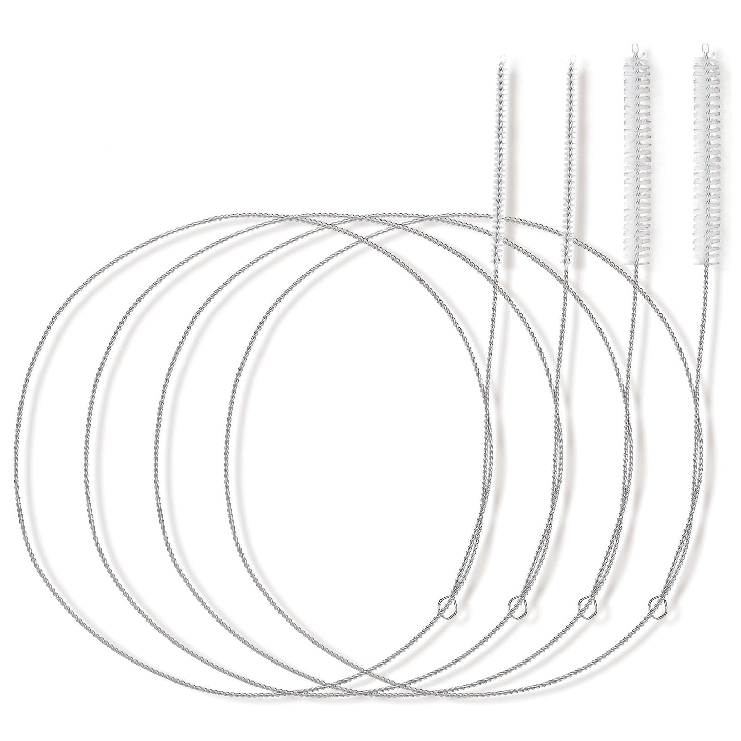 Teaaha 4PCS Extra Long Straw Cleaning Brush - 40 Inch Slim Wire Brush for Kegerator, Feeding Tube, Siphon Hose, Sunroof & Refrigerator Drains, Car (White)