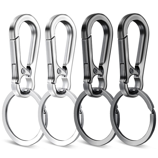 Teaaha 4 PCS Keyring & Swivel Lobster Clasps, Small Carabiner Clip Mini Key Ring Chain Holder Organizer for Purse Charm, Car Keychain, Paracord Keychain Lanyard, Men and Women Key Fob (Black, Silver)
