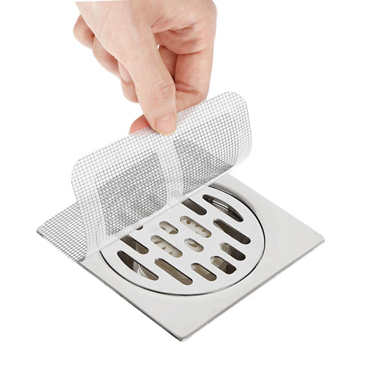 30 PCS Disposable Shower Drain Cover 4x4" Floor Drain Filter Screen, Shower Hair Catcher Disposable Mesh Floor Drain Sticker for Bathroom, Laundry, Bathtub, Kitchen, Sink, Human and Pet Hair