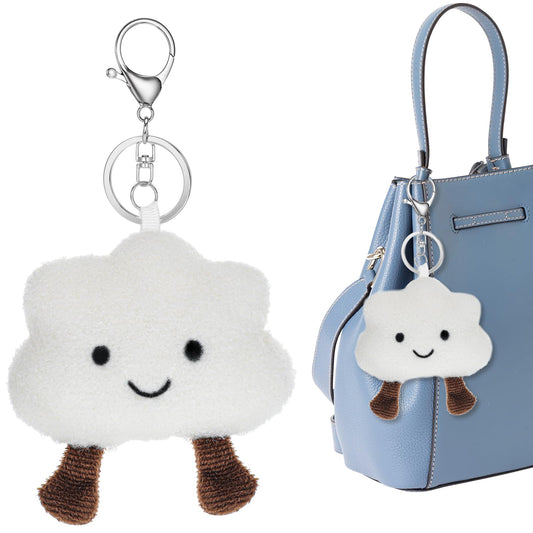 Ymapinc Smile Clouds Key Ring Plush Cute Bag Pendant Women's Kawaii Keychain Cute White Bags Pendant Key Ring Cute for Women Party Bag Car Backpack