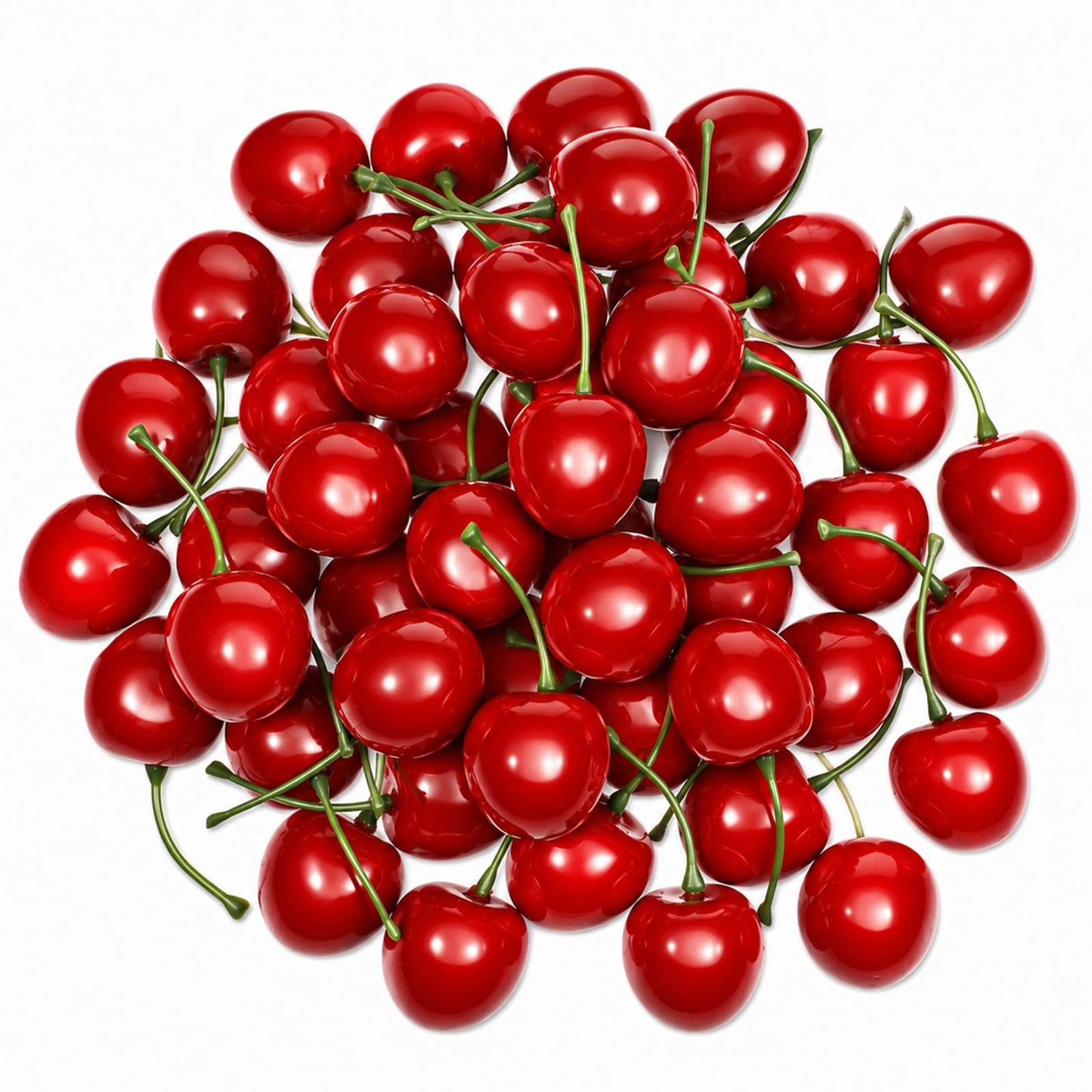 Chsoejuf 50PCS Fake Cherries, Foam Artificial Fruit Cherries for Home Decor