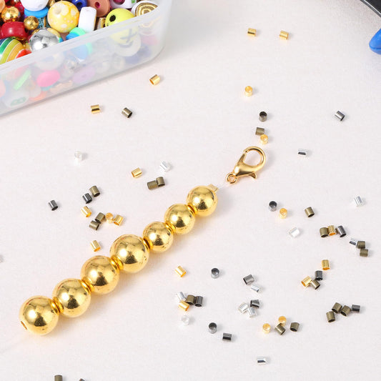 1000 Pcs Crimp Tubes for Jewelry Making Gold Crimping Beads for DIY Necklace Earring Bracelet Crimp Stopper Silver Tube Crimps End Tube Spacer Tiny Loose Crimps Tubes Bead Brown Black