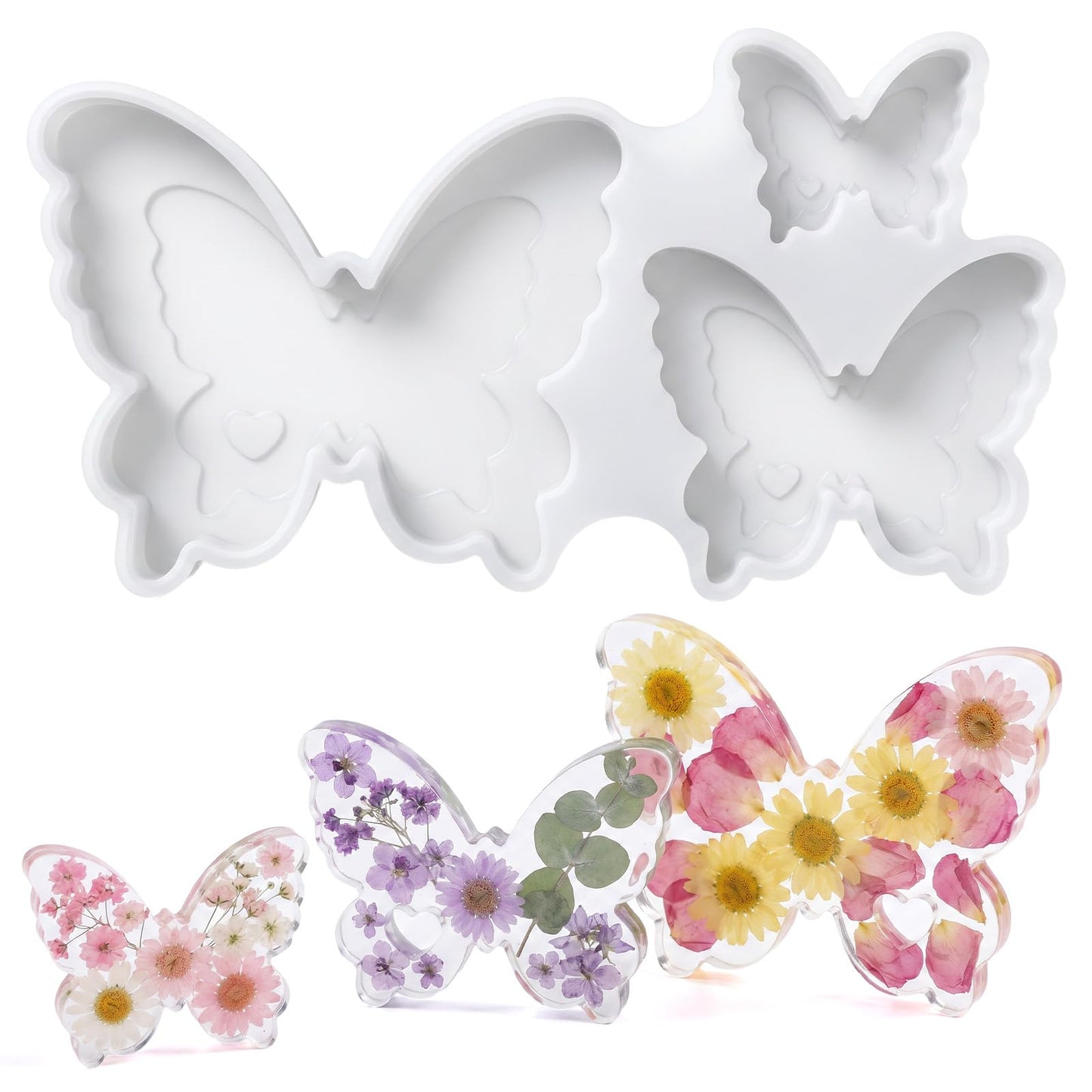 Ymapinc Butterfly Silicone Moulds Casting Moulds 3D Butterfly Candle Moulds 3 Sizes for DIY Candles, Soaps and Crafts