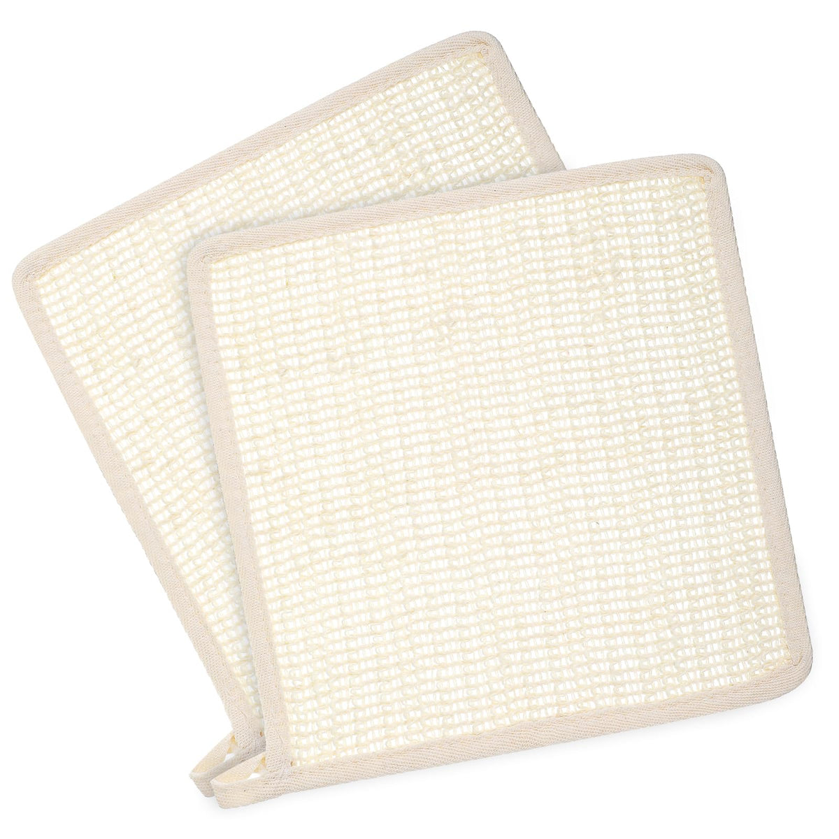 Chsoejuf 2 Pack 9.5x9.5” Cotton Linen Exfoliating Washcloth Bath Wash Cloth