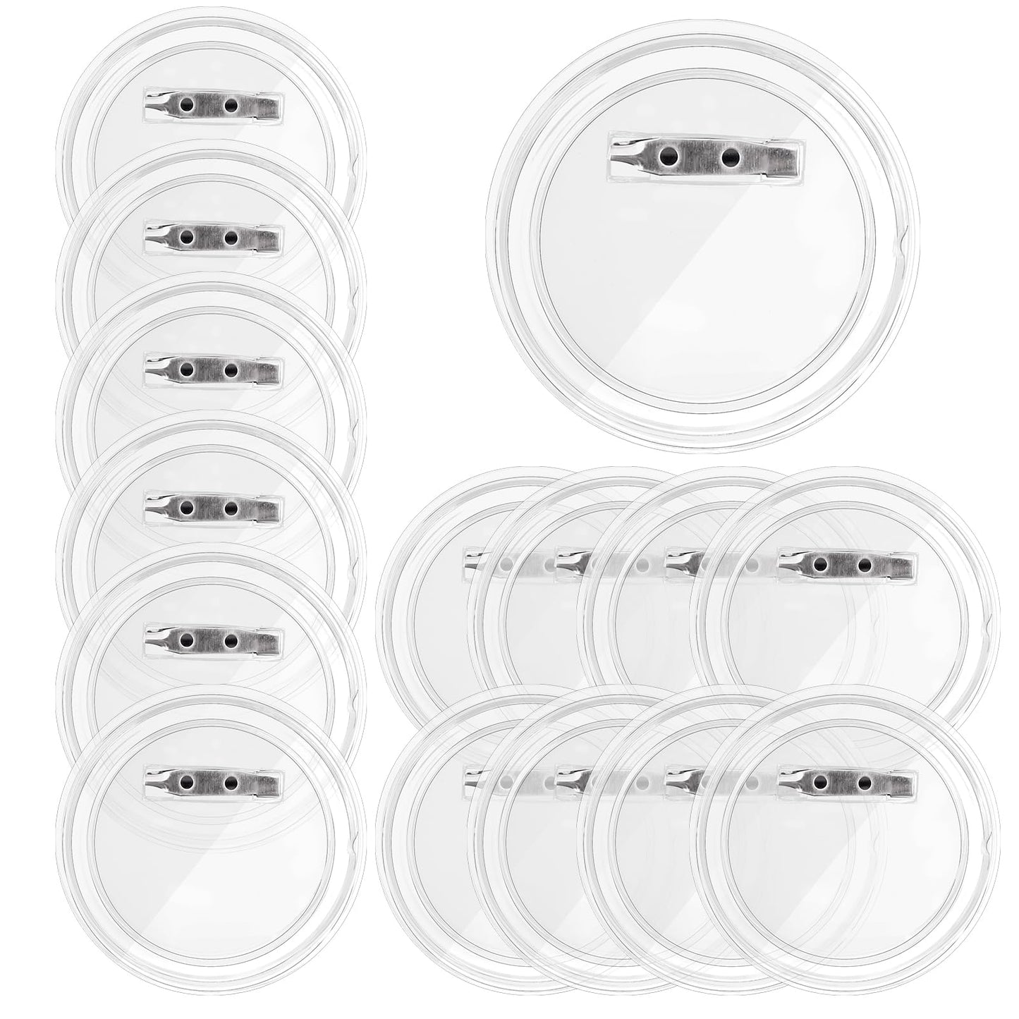 Teaaha 15Set Clear Button pins, Acrylic Clear Design Button Badge Clear Plastic Craft Button with Pin, Blank Pins Buttons Badges Kit for DIY Craft Supplies and Craft Activities (2.2in)