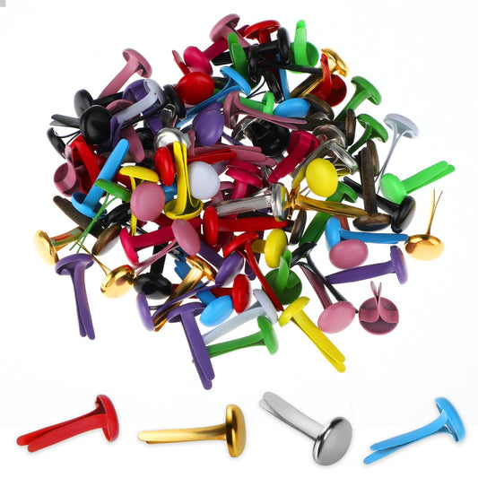 100PCS Brads Assorted Colors Paper Fasteners Brass Brads Round Fasteners Pastel Mini Metal Brads for Kids Craft Art Crafting School Project Decorative Paper Decoration Scrapbooking DIY Supplies
