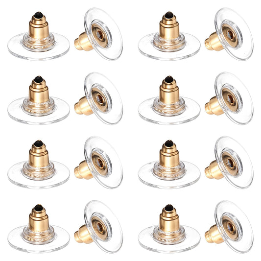 100 PCS Earring Backs for Heavy Earring Best Earring Backs for Droopy Ears Secure Earring Backs for Studs Gold Silicone Earring Backs Replacements No-Irritate Hypoallergenice Soft Clear Earring Backs