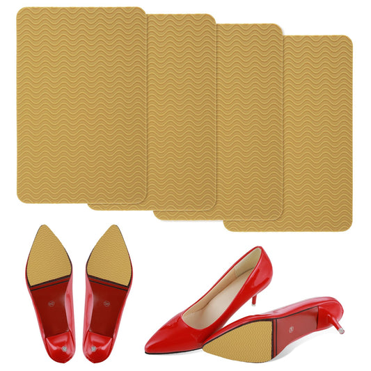 Tyqour 4Pcs Shoe Sole Protector Self Adhesive Shoe Bottom Protector Anti Slip Shoe Grips Pads Rubber Soles for Shoe Repair for Heels Sneakers Leather Shoes Sole Repair Accessories(Brown)