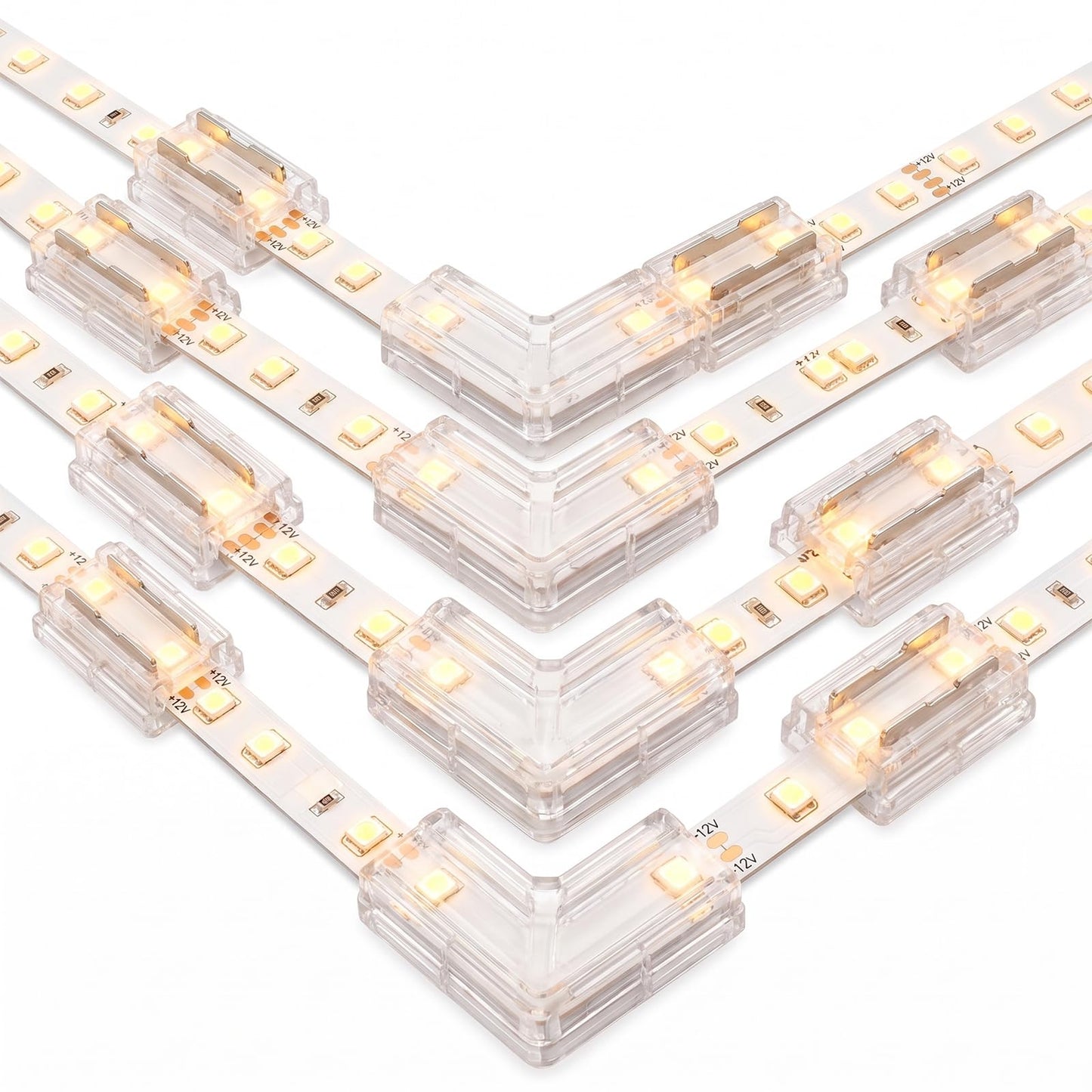 Ouligay 20Pcs LED Strip Connectors 0.31in(8mm) Transparent