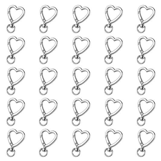 10 PCS Heart Carabiner Clips for Keys, Metal Heart Swivel Snap Key Chain Clip, DIY Creative Key Ring Spring Snap Hook Cute Keychain Hooks for Wristlets, Card Holders and Picture Keychains (Silver)
