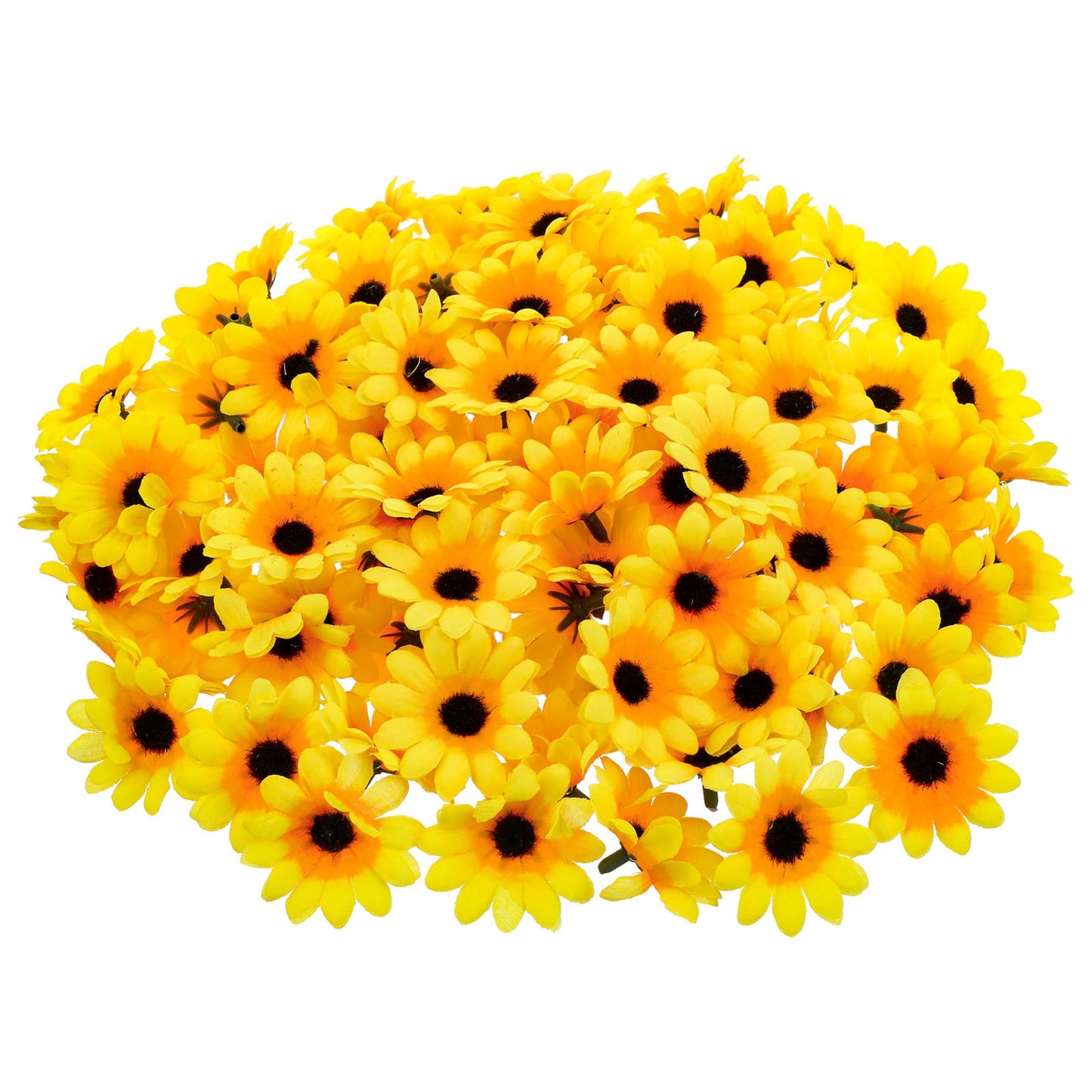 Bremorou 100 Pcs Sunflowers Artificial Flowers Yellow Artificial Flower Heads Mini Fake Sunflower Decorative Fabric Flowers Craft Floral Embellishments For Wreaths Wedding Home Décor Products