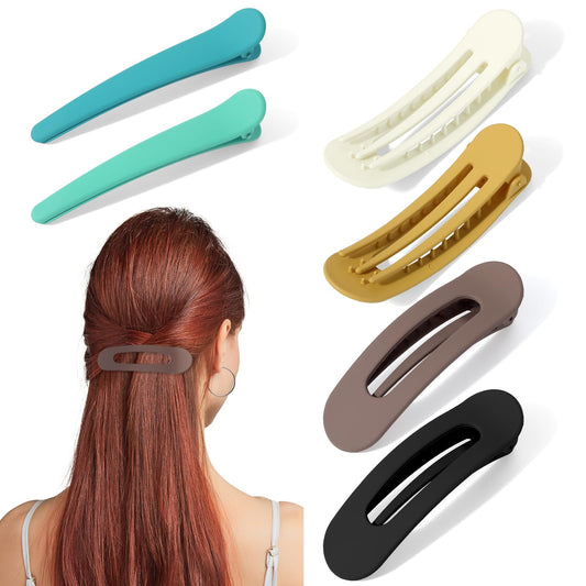 Tyqour 2pcs Duck Bill Clips, 4pcs Flat Hair Clips for Thin Thick Hair, Medium French Hair Clips, Duck Hair Clips, Strong Hold Flat Claw Clips for Thick Thin Hair for All Hair Types(2 Style)