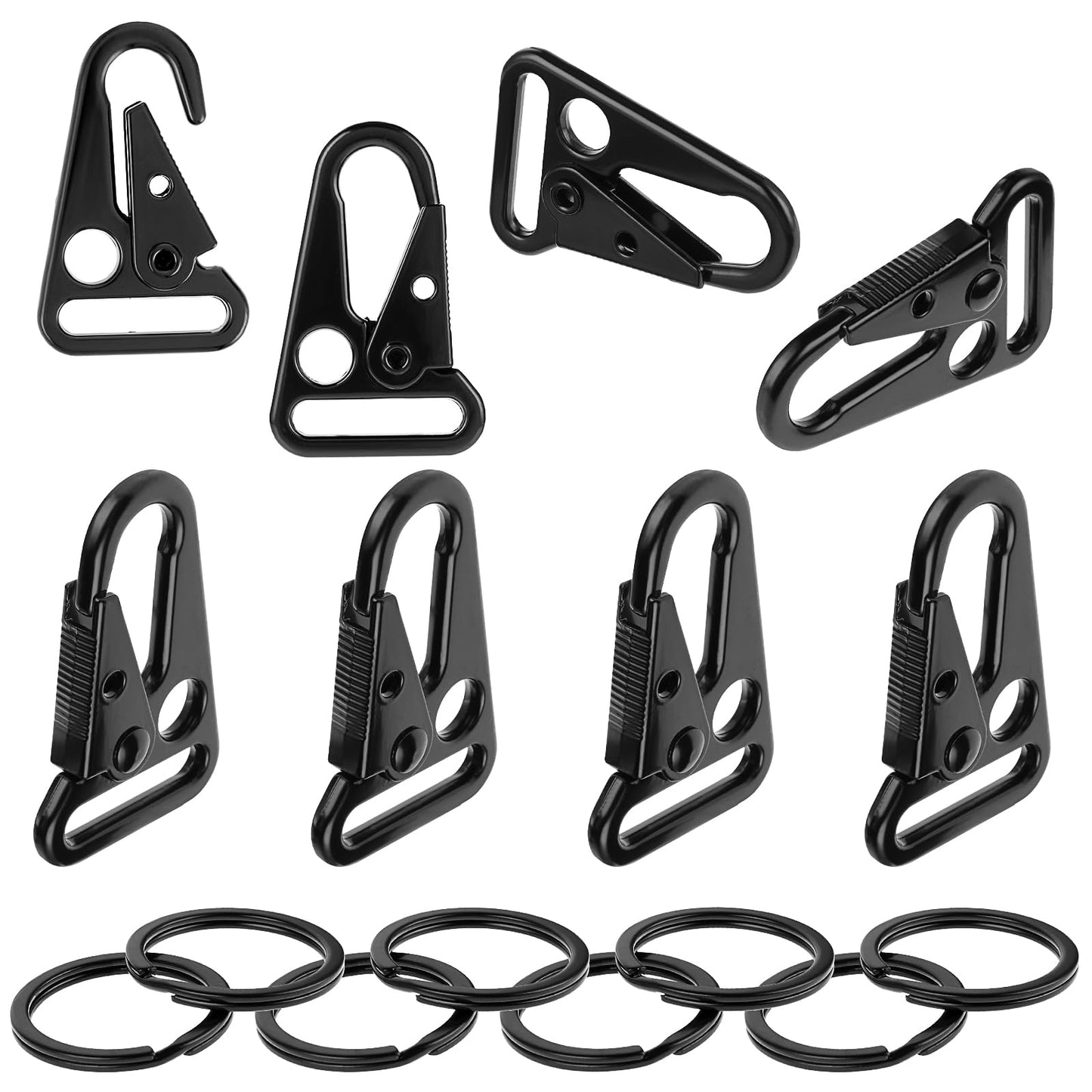 Ymapinc 8 Sets Keychain Clip Key Ring Clips Metal Small Tactical Carabiner Clip with Key Ring Hoop Quick Release Heavy Duty Key Chain Clip for Paracord Bag Backpack