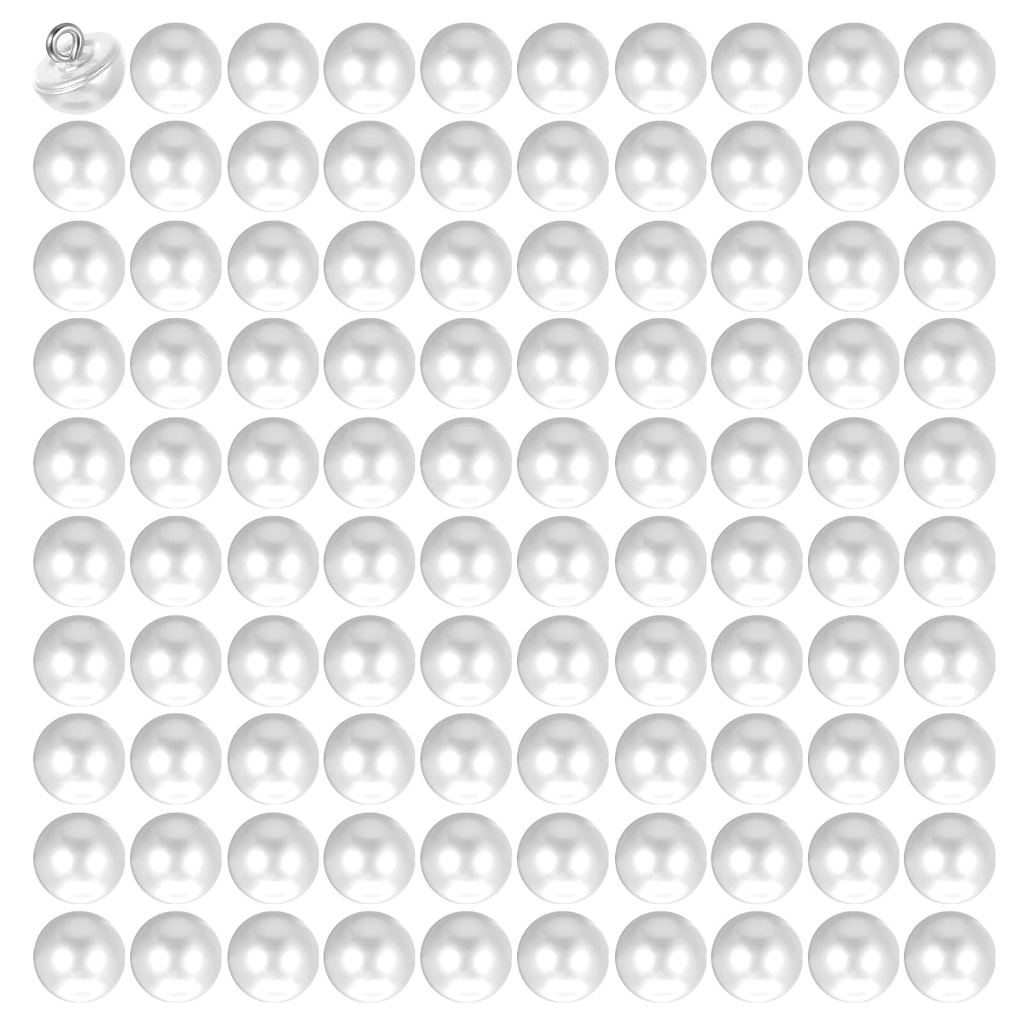 Xinjoduz 100 PCS Pearl Buttons, No Sew Buttons Faux Half Pearl with Metal Circle Hook Decorative Sewing Buttons for Clothes Shirt Dress Sweater Shawl Decorations DIY Crafts(White, 10mm)