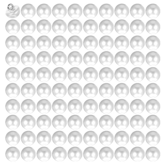 Xinjoduz 100 PCS Pearl Buttons, No Sew Buttons Faux Half Pearl with Metal Circle Hook Decorative Sewing Buttons for Clothes Shirt Dress Sweater Shawl Decorations DIY Crafts(White, 10mm)