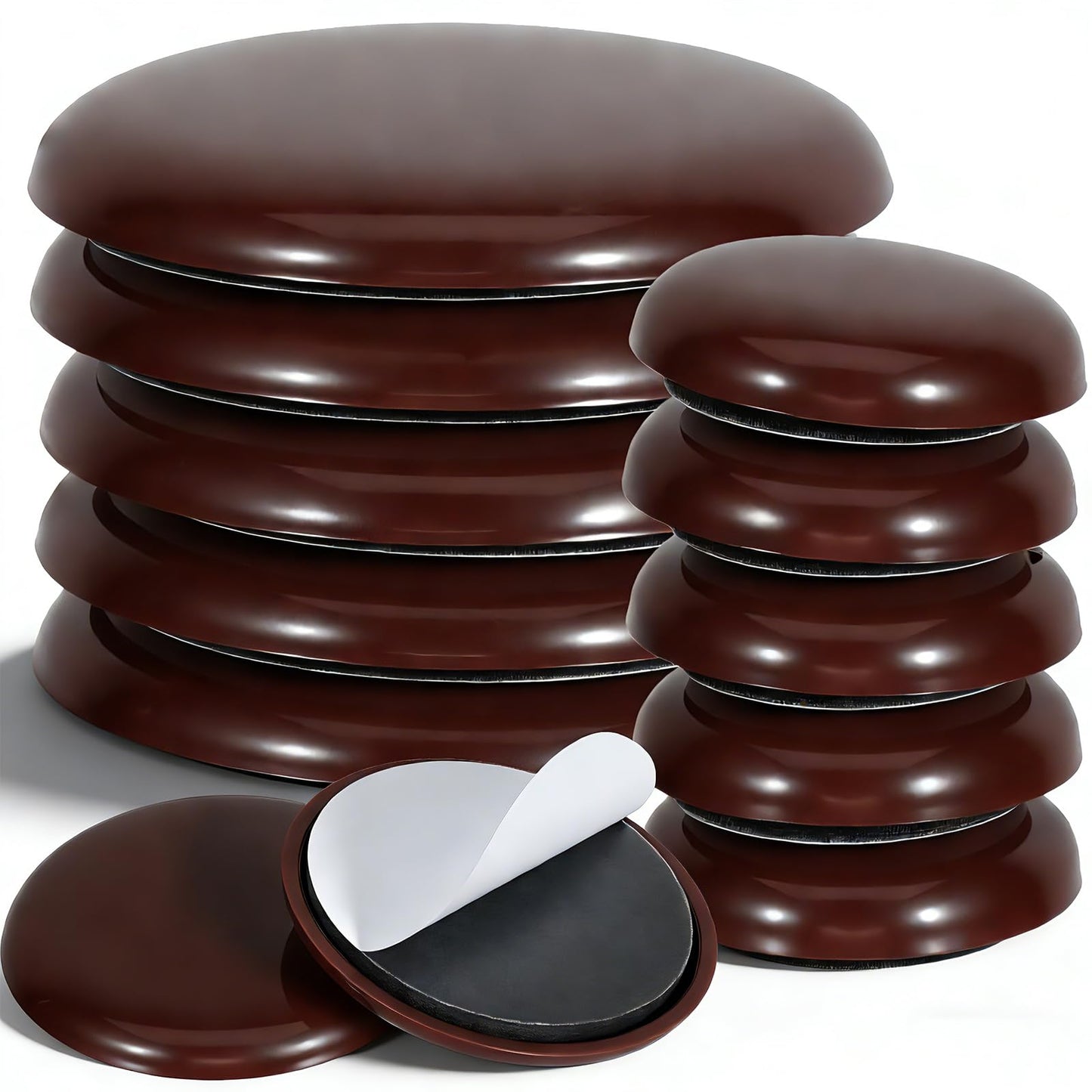 14pcs Furniture Sliders Pads for Hardwood Floors Heavy Duty Furniture Movers Slides Carpet Moving Furniture Gliders Self Adhesive Chair Gliders Round Glides Glider for Easy Moving on Carpet (Brown)