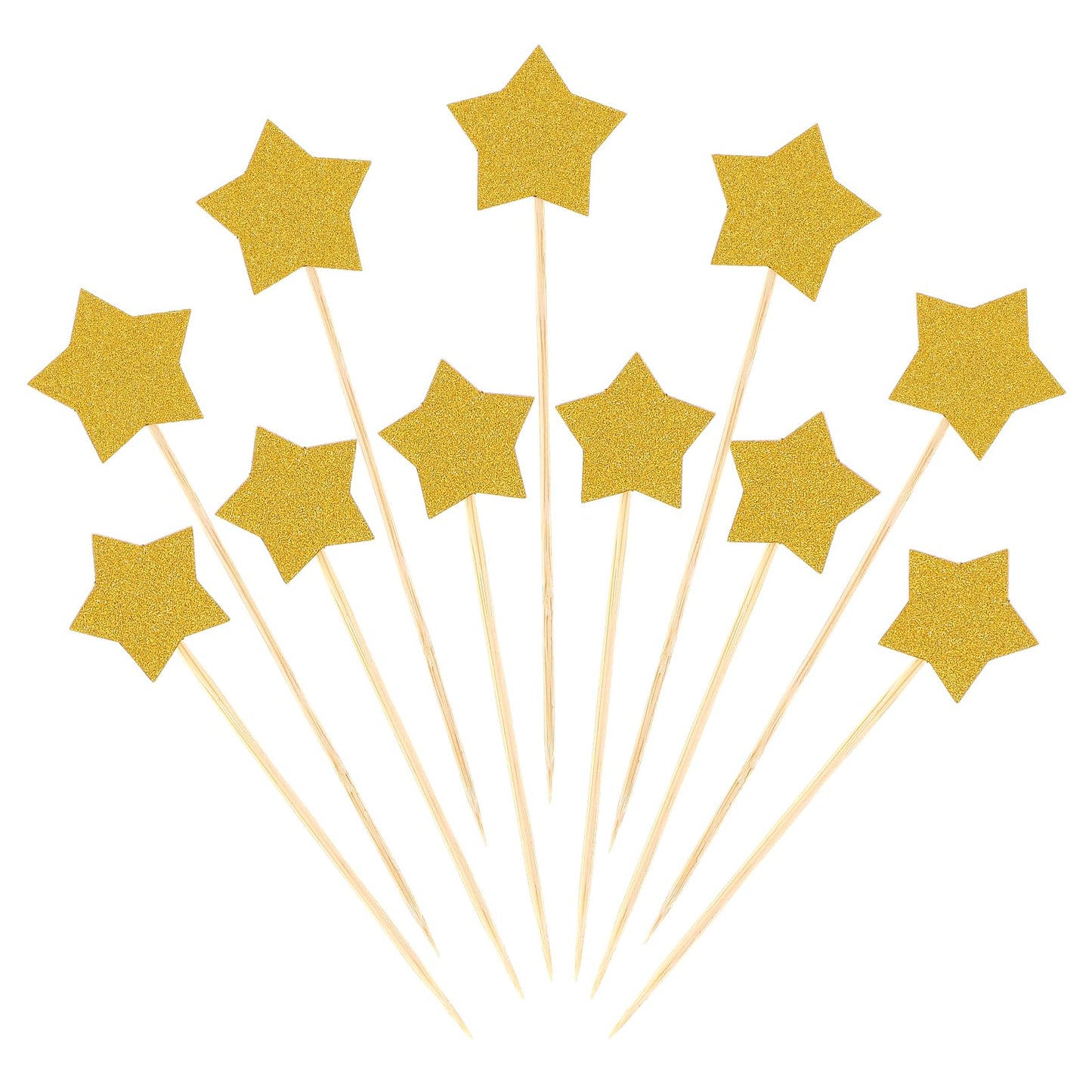 36 PCS Cupcake Toppers Star, Twinkle Twinkle Little Cake Toppers Toothpicks for Baby Shower Wedding Engagement Bridal Shower Birthday Party Cake Decorations(Gold)