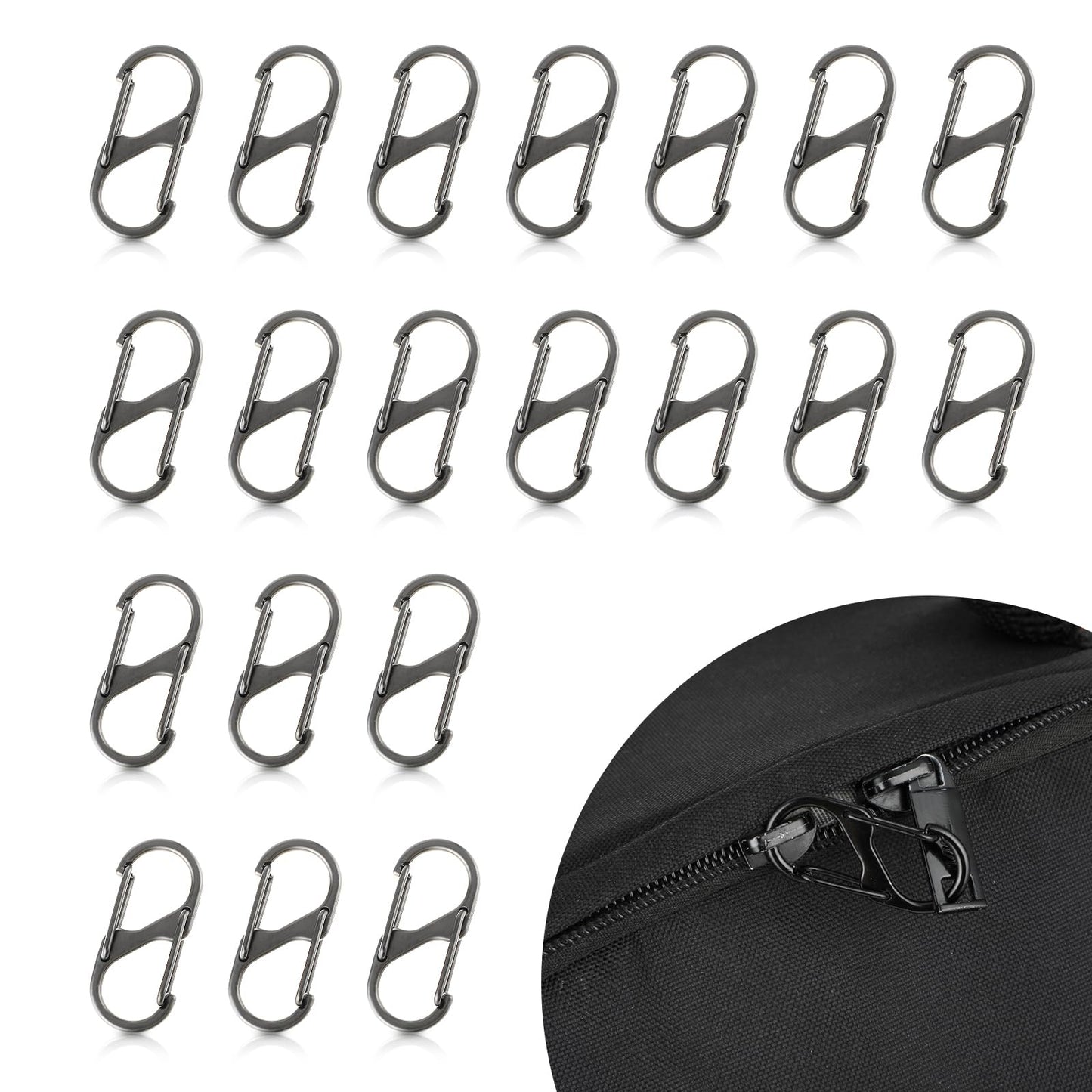 Ouligay 20Pcs Zipper Clips Anti Theft, Zipper Locks for Backpacks, Zipper Lock Clips Theft Deterrent, Mini Small S Carabiner Clips Small Dual Opening Spring Clips for Travel Luggage Suitcase