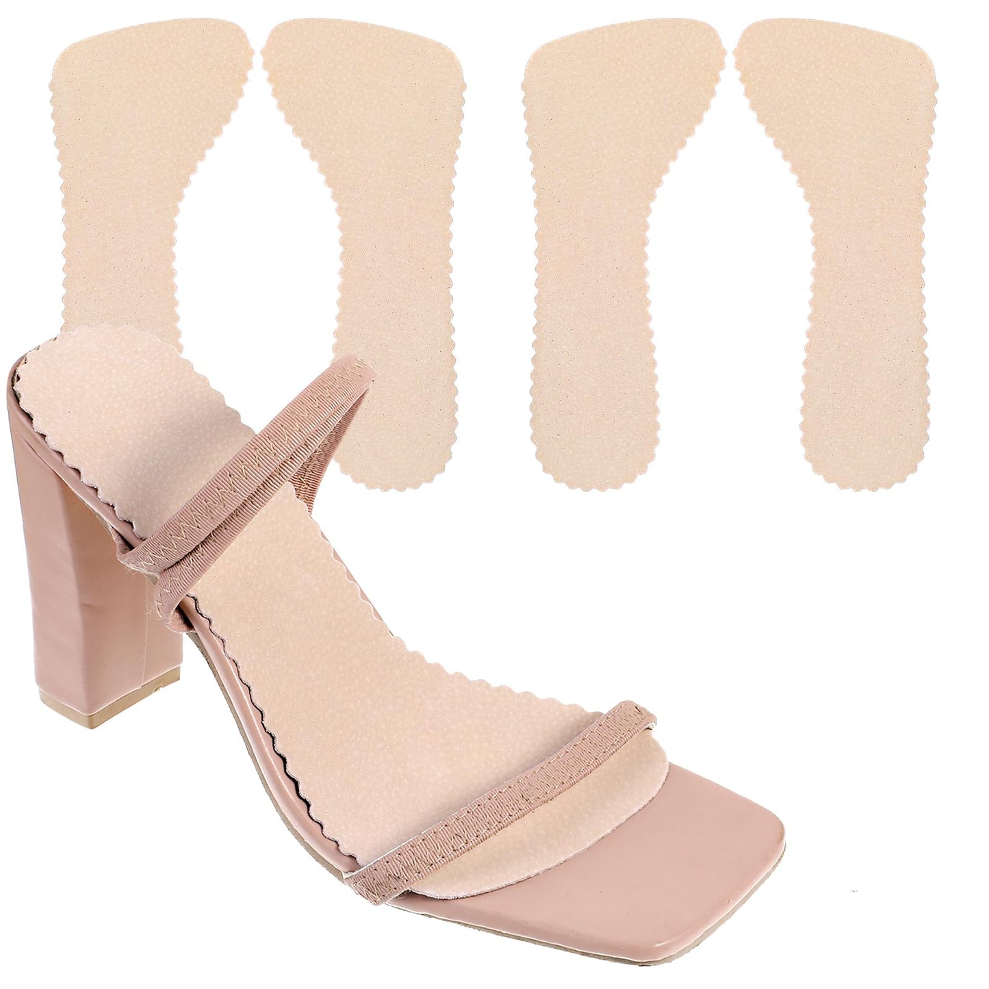 Nogeqi 4 Pcs Cushioning High Heel Sole Insoles, 3/4 Pigskin Ultra Thin Insoles for High Heels Sandals Women, Self-Adhesive Invisible Insoles for Sandals Barefoot Flats Pump Dress Shoes