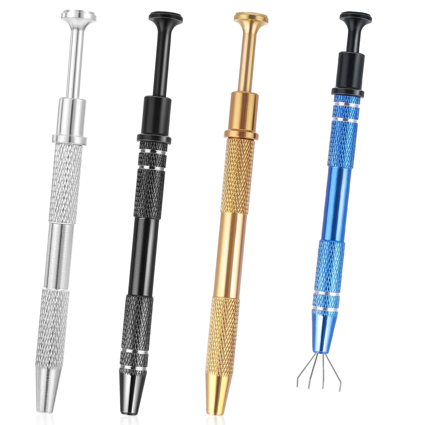 4Pcs Jeweler's Pick Up Tool, Mabor Stainless Steel 4-Claw Piercing Ball Grabber Tool, Jeweler's Pick up Tool for Small Parts Grabber Pick Up Tool for IC Chip Electronic Components Nails Clamping
