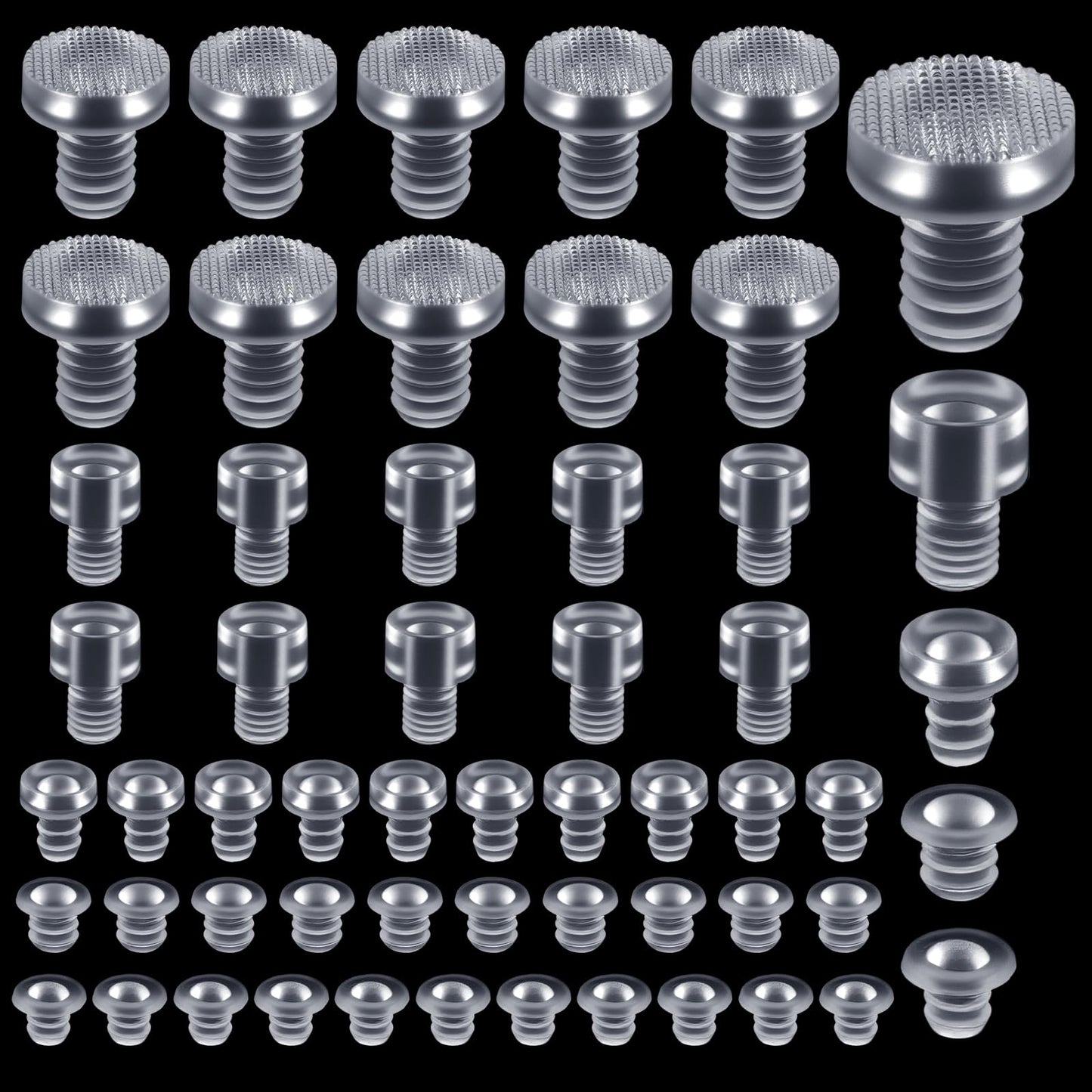 Nogeqi Pack of 50 Rubber Buffers, 5 Size Stop Buffers, Transparent Rubber Buffers, Silicone Rubber Nubs for Glass Plates, Anti-Collisions for Glass Tables, Drawers, Cupboard Doors, Table Tops, Table