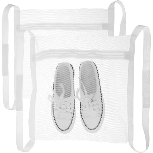 2 PCS Shoe Drying Rack for Dryer, 16.14 × 14.96 Inches Dryer Bag for Shoes, Sneaker Washing Machine Bag, Laundry Shoe Bag with Zipper Strap White Large Honey Comber Mesh for Washing Machine