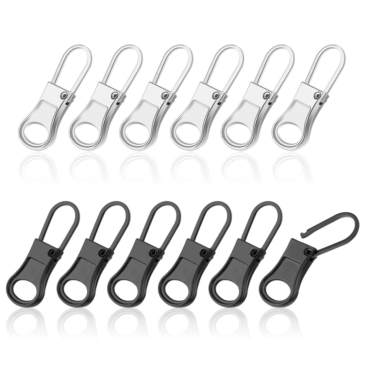 Ouligay 12pcs Zipper Pull Replacement Metal Zipper Pull Detachable Zipper Tab Zipper Head Zipper Pull Repair Kit for Luggage Suitcase Clothing Backpack Jackets Purse