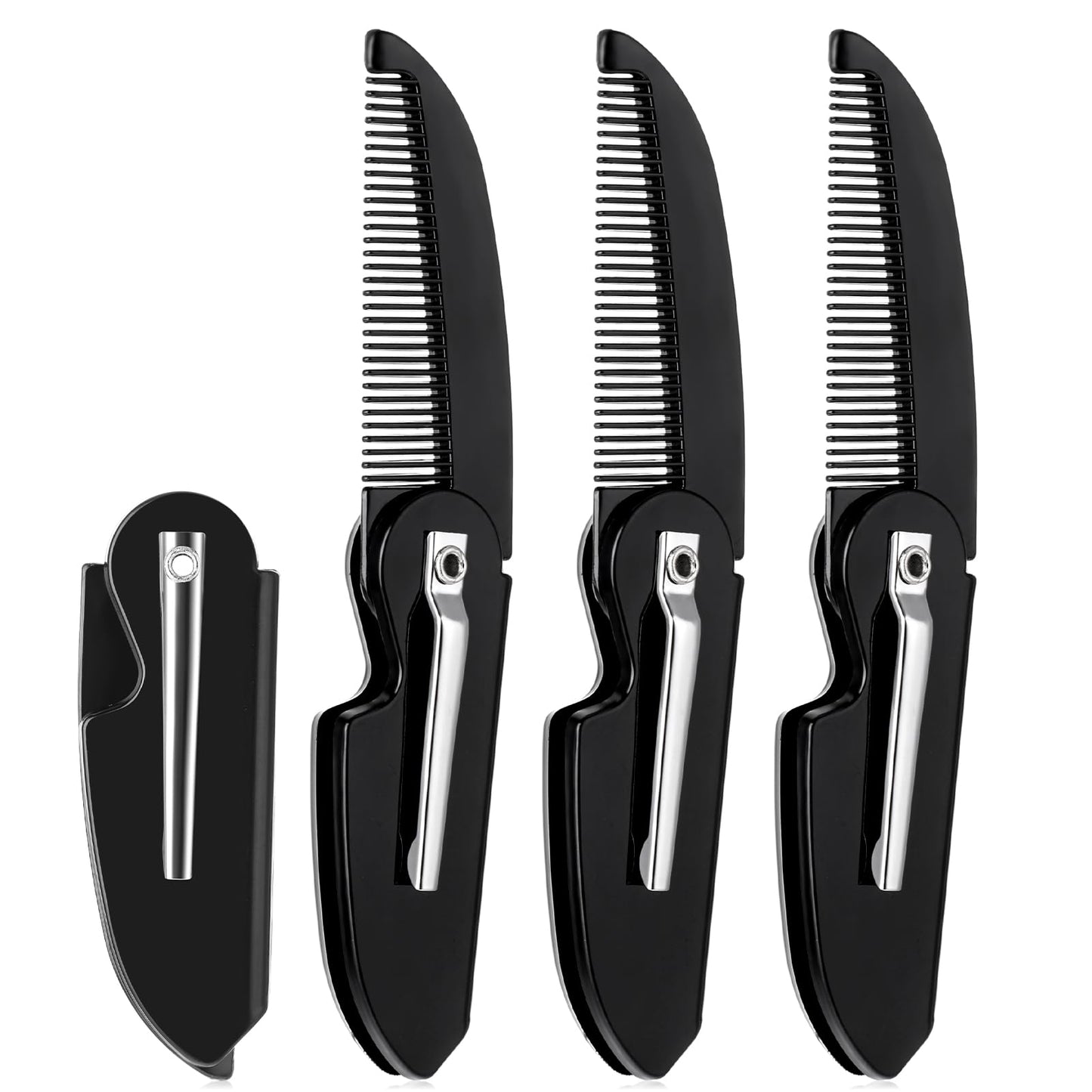 Ouligay 4pcs Folding Beard Comb Small Mustache Comb Foldable Pocket Beard Comb for Men Smooth Hair Comb Moustache Styling Combs for Grooming Hair Beard Moustache