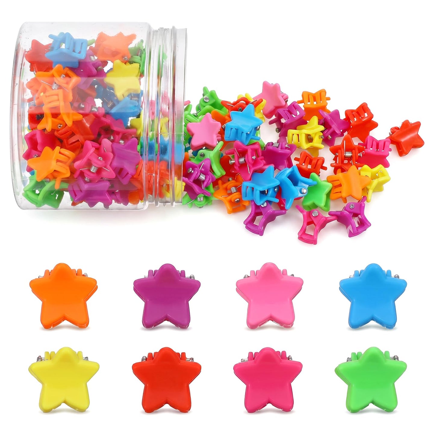 Chsoejuf 100PCS Star Hair Clip Small Claw Clips Solid Color Mini Claw Clips