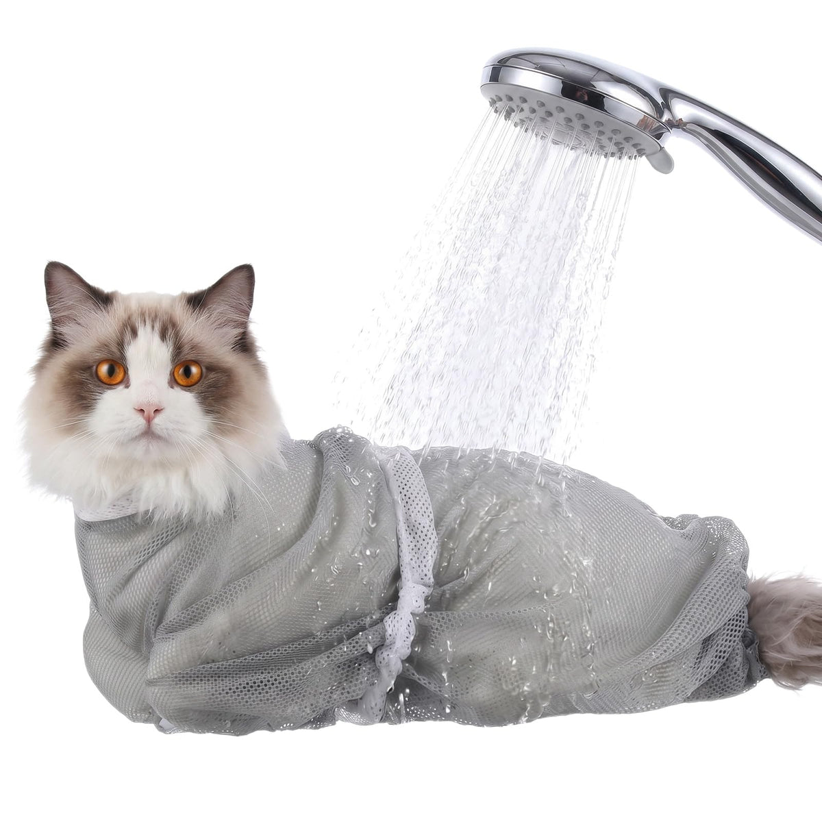 Chsoejuf Cat Bag for Bath, Multifunctional Breathable Mesh Cat Bathing Bag