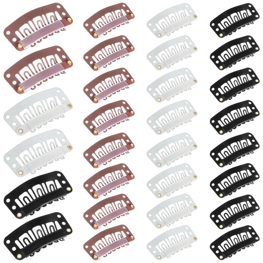 Ymapinc 30PCS Wig Clips to Secure Wig, Extension Hair Clips Contain Rubber Sleeves at the Press-Fit to Protect Hair, Hair Extensions Wigs Accessories,Black, Light Brown, Beige