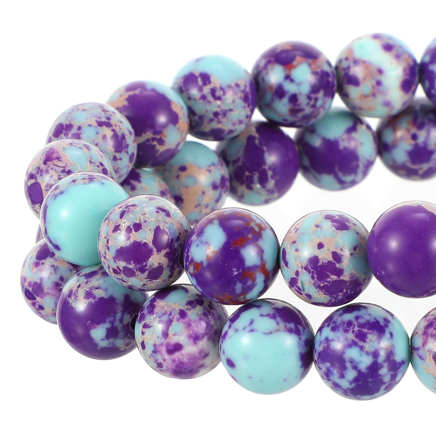 Natural Gemstone Beads for Jewelry Making 85mm Genuine Real Stone Bead Purple-Blue Colorful Imperial Jasper Polished Round Smooth Stone Beads for Bracelet Necklace
