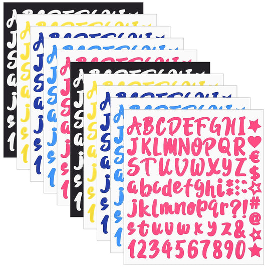 10 Sheets Sticky Letters Adhesive Letters Stickers Self-Adhesive Letters Self-Adhesive Vinyl Letters Numbers Kit Adhesive Letters Weatherproof Self-Adhesive Letters Numbers Stickers for Bottle